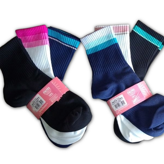 Pack x3 Medias Deportivas Caña Alta Dama Colores Surtidos Lauli